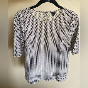 Ann Taylor XS Patterned Short Sleeve Top - Wine/Burgundy, Black, and Cream